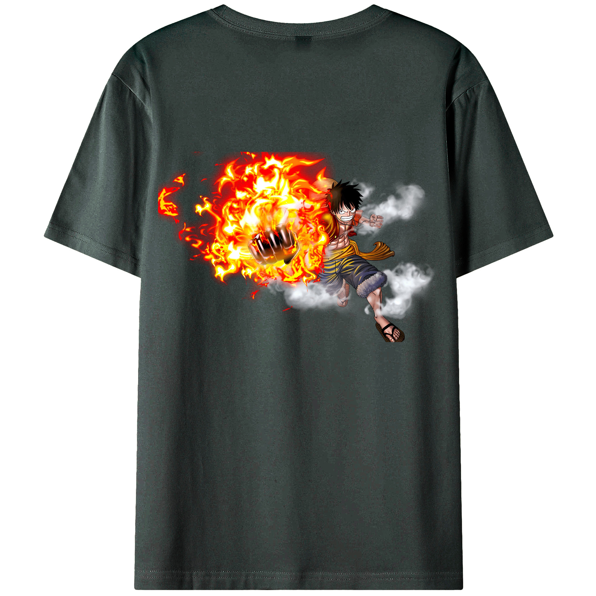 ワンピース モンキー・D・ルフィ ONE PIECE Monkey D. Luffy 綿100％ メンズ半袖Tシャツ（バックプリント） 通気性